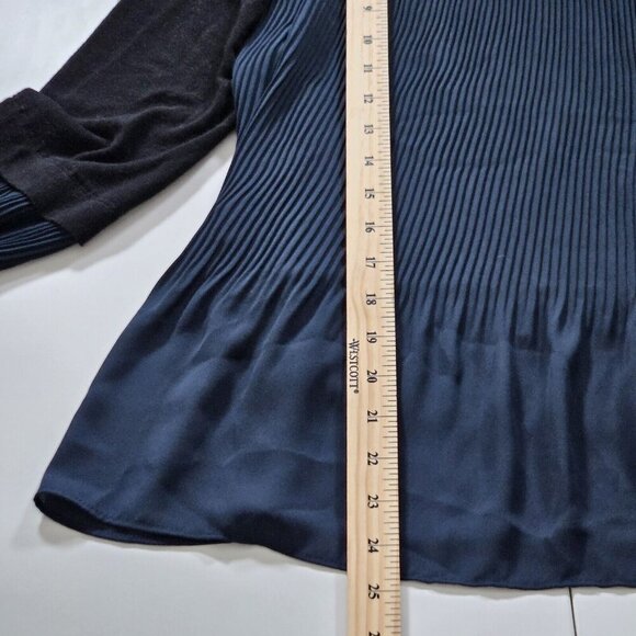 Bailey 44 Top Womens M Black Navy Pleated Layered LS Lagenlook Whimsigoth Fairy - Picture 9 of 16
